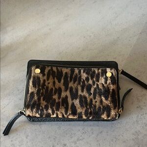 Vince Camuto Leopard Print Clutch with Black Accents